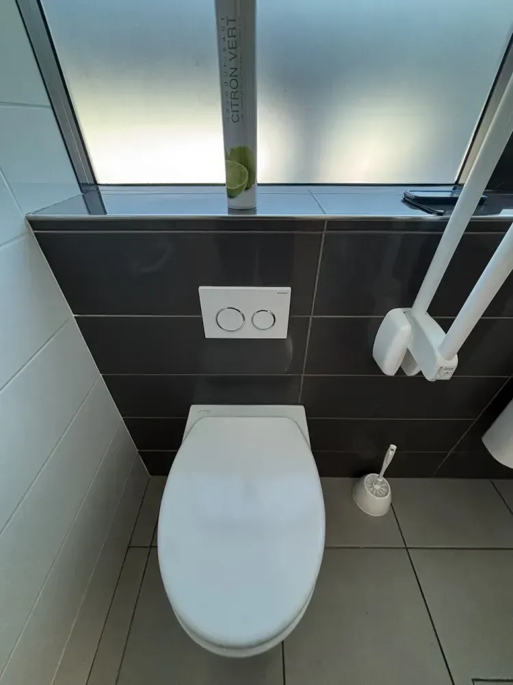 Changement de mécanisme de WC suspendu fuyard dans une entreprise à Carros